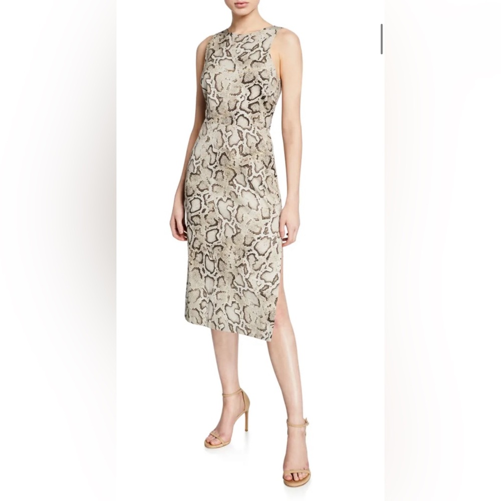 PINKO Ancilla Sleeveless Snake-Print Sheath Dress Size 8
